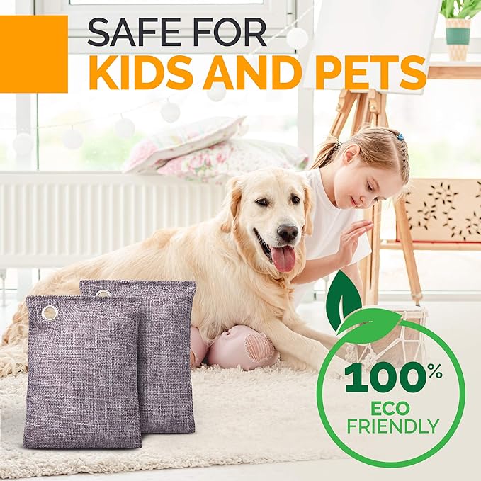 Activated Charcoal Odor Absorber for Strong Odors in Car, Closet, Shoe, Basement. 10 Activated Charcoal Bags Odor Absorbers for Home. Bamboo Charcoals Air Purifying Bag Charcoals Deodorizer Eliminator