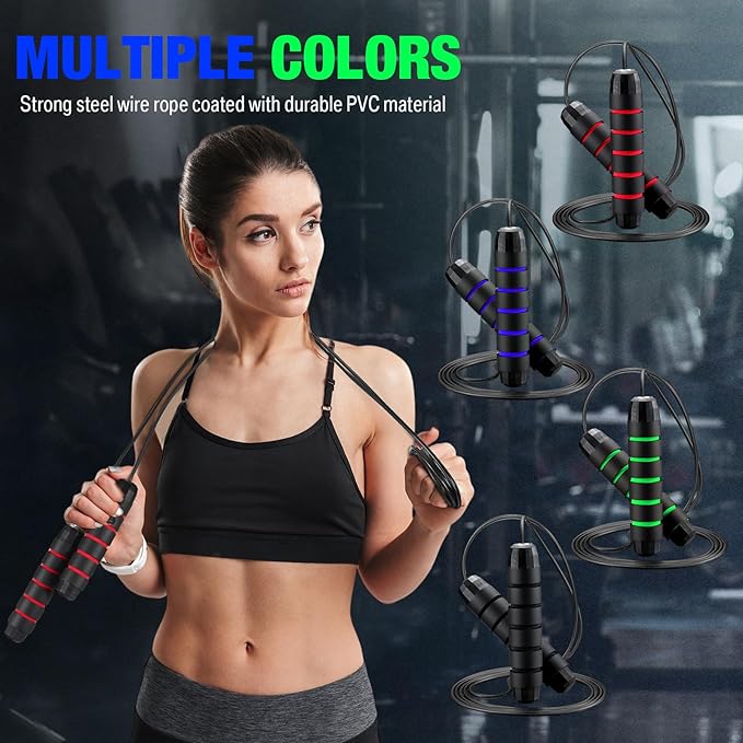 HyDren 24 Pieces Jump Ropes for Fitness with Ball Bearings Speed Jumping Bulk Adjustable Skipping Rope with Foam Handles for Men Women Cardio Training