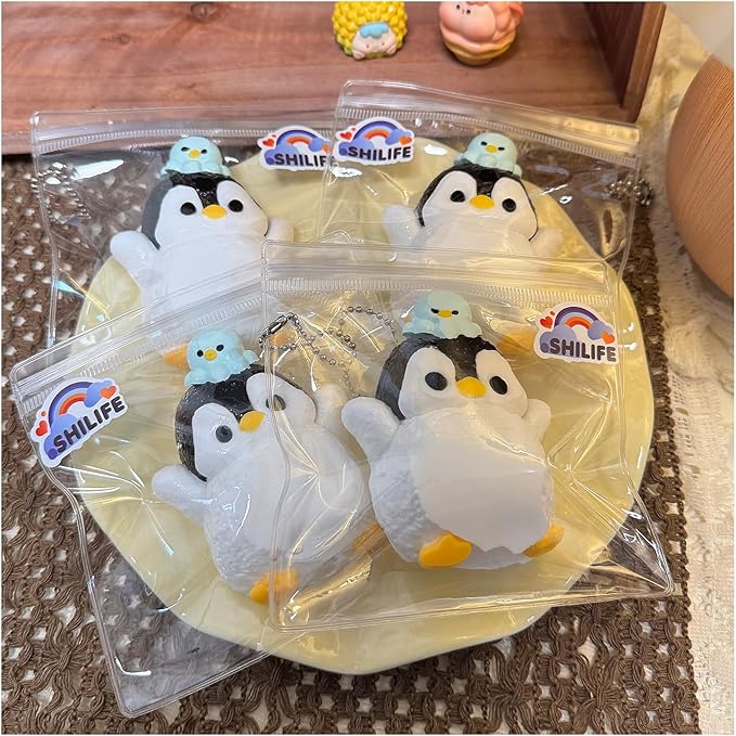 Taba Squishy Penguin,fufu squishies,Silicone Toys,Stress Relieving Fur Ball OPP Packaging GiftsSquishy Fidget Toys for Anxiety&Relaxation,Perfect Desk Accessory for Adults (Penguin)