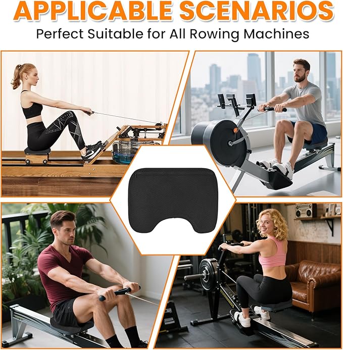 Rowing Machine Seat Cushion, Rowing Machine Seat Cushion Compatible with Concept 2 Rower, Hydrow, Peloton and More Rowing Machines, Concept 2 Rower Accessories(Black)