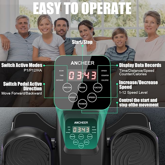 ANCHEER Under Desk Elliptical, Electric Ellipse Leg Exerciser While Sitting for Seniors Adults, Quiet Portable Motorized Seated Foot Pedal Exerciser with Remote Control for Home Office Use