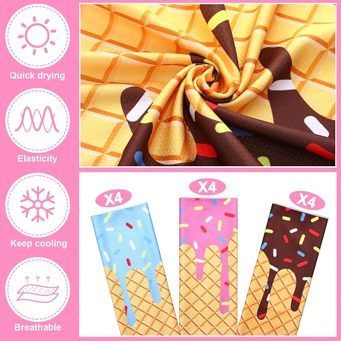 Breling 12 Pcs Baseball Cream Drip Cooling Towels 40"x12" Ice Cooling Towels Microfiber Sweat Sport Rags Absorbent Chilly Washcloth for Hot Weather Workout Yoga Gym Coach Gift Sport Party Favors