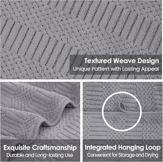 JML Microfiber Bath Towels, Large Bathroom Towel 2 Pack (30" x 60"), Oversized, Soft, Super Absorbent and Fast Drying, Multipurpose Use for Sport, Fitness, Yoga, Diamond Cross Grid Gray