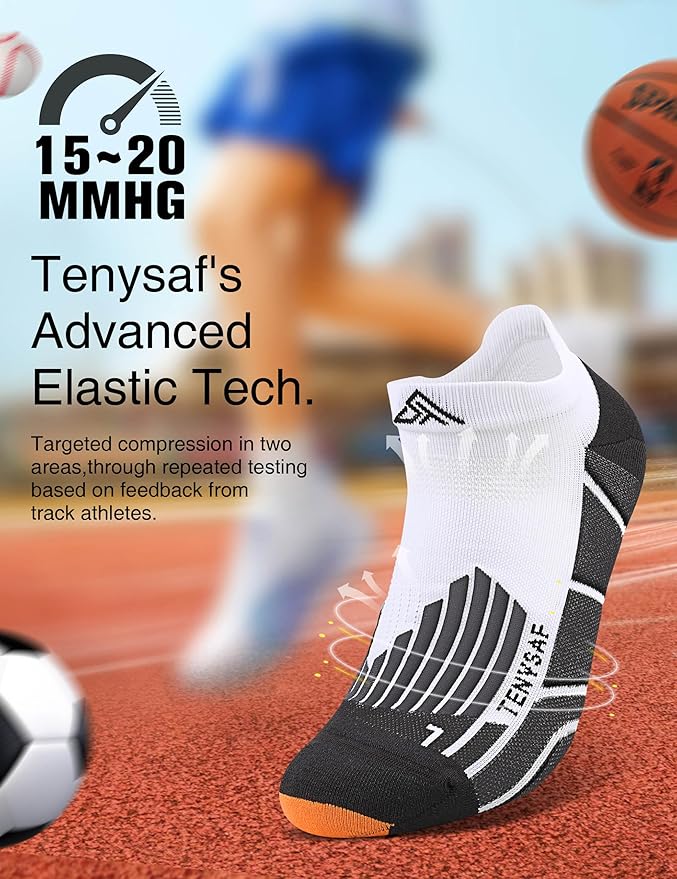Compression Athletic Running Socks: Men Women's Low Cut Ankle Socks for Sport Enthusiasts Hiking Cycling Basketball