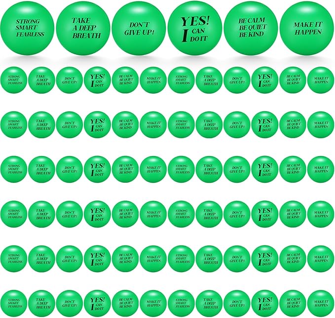 Jerify 72 Pcs Motivational Stress Balls Bulk Inspirational Stress Balls Colorful Foam for Adults Hand Exercise Small Therapy Fidget Relief Anxiety Toys for Coworkers Gifts Fidget(Green)