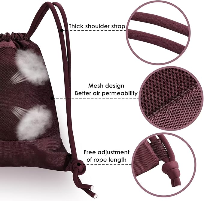 GAENMESH Drawstring Backpack Bag for Sports Lightweight Foldable Gym Bag with Sturdy Draw Cord Shoulder Strap Hiking Travel Camping