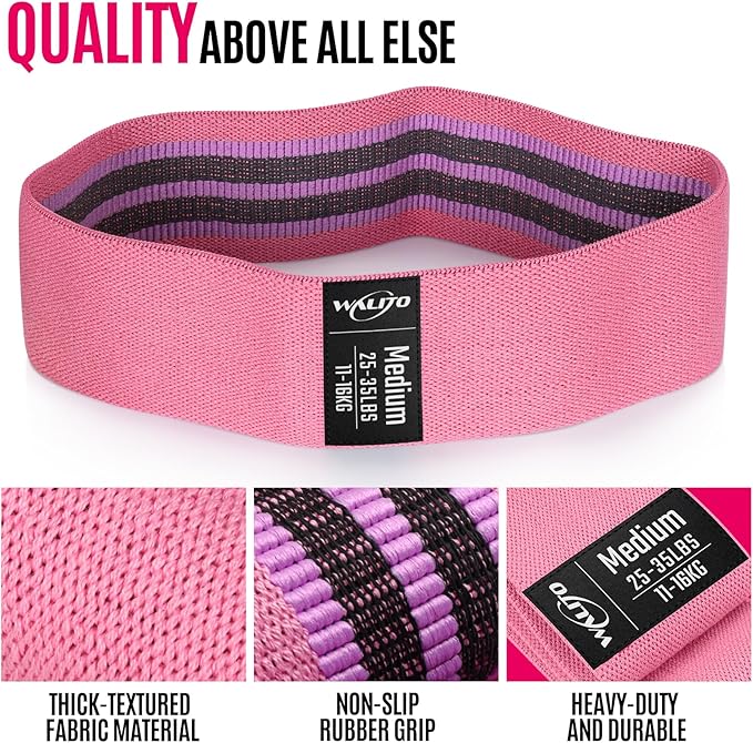 WALITO Resistance Bands for Working Out, Fabric Exercise Bands for Legs and Butt, Workout Bands for Women and Men, Booty Band for Yoga Starter Set, Pilates, Rehab, Fitness and Home Workout