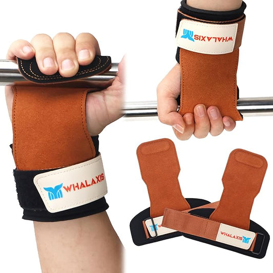 Weight Lifting Straps:3-ply Genuine Cowhide,Thickened SBR Pads, Anti-Snap Design ,Wrist Straps for Deadlifts,Weightlifting,Rows and Pull-Ups, Grip Straps Provide Ultimate Wrist Protection & Grip Booster