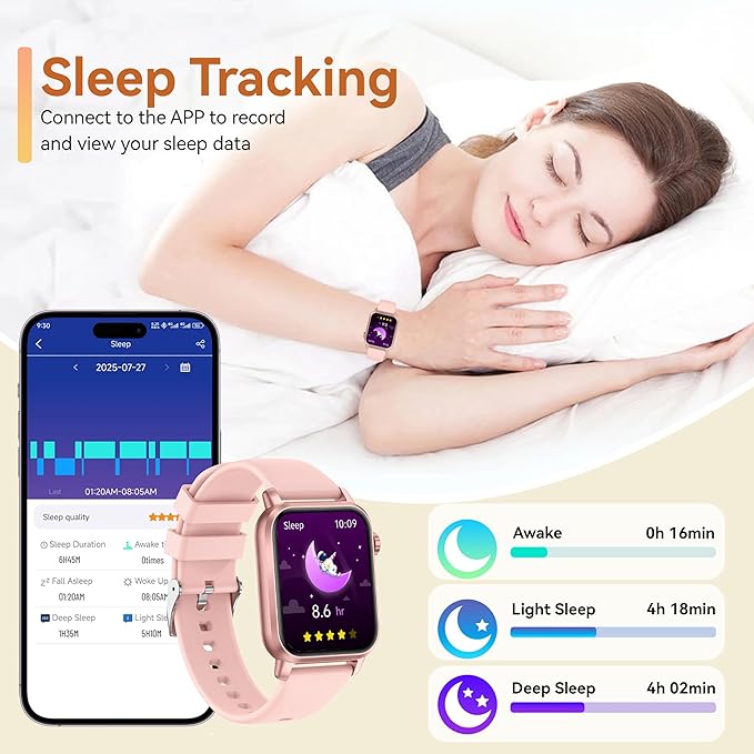 KPEP Smart Watches with LED Flashlight, 1.85" HD Smartwatches for Men Women, Answer/Make Calls, Heart Rate/SpO2/Sleep Monitor, 100+ Sport Modes, IP68 Waterproof Fitness Tracker for iOS Android, Black