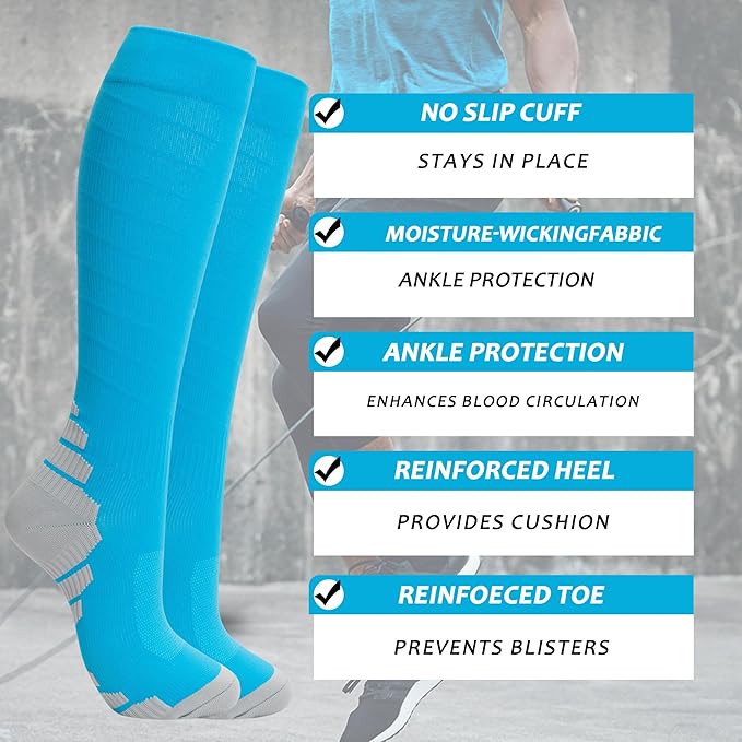 fenglaoda 8 Pairs Compression Socks for Men & Women 20-30 mmHg Knee High Nurse Pregnant Running Medical and Travel Athletic