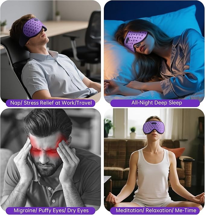 Sleep Mask Headphones Bluetooth 5.4 with 3D Removable Hot & Cold Compress, TOPOINT Weighted Eye Mask Blackout Soft, Cooling Breathable for Women Men Deep Sleep Relax Tired Eyes Migraine Office Travel