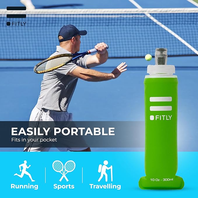 Soft Flask - Shrink As You Drink Soft Water Bottle for Hydration Pack - Folding Water Bottle Ideal for Running, Hiking, Cycling, Climbing & Rigorous Activity