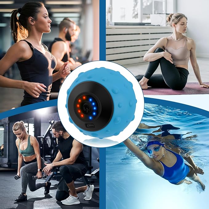 Vibrating Massage Ball 5-Speed，Next Generation Vibrating Ball Physical Therapy for Muscle Massage and Myofascial Trigger Point Release ，Relieves Muscle Pain & Tightness, Improves Mobility & Circula