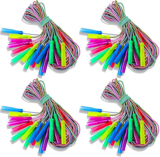 Honoson 80 Pcs Rainbow Jump Rope Bulk Gift for Kids 7.8ft Nylon Stripe Ropes with Handle Adjustable Colorful Party Favor Christmas Item Gift Outdoor Exercise Fitness (Multicolor)