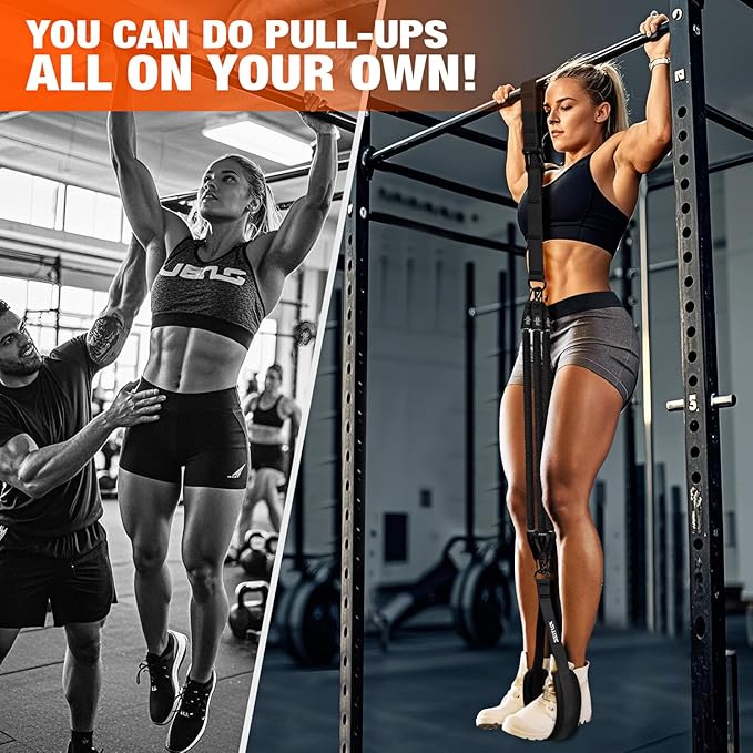 Pull Up Assistance Bands, Pull Up Bar Resistance Bands, Pull Up Bands for Enhanced Strength Training, Muscle Training, 3 Heavy-Duty Adjustable Pull Up Assist Strap & Comfortable Foot Strap