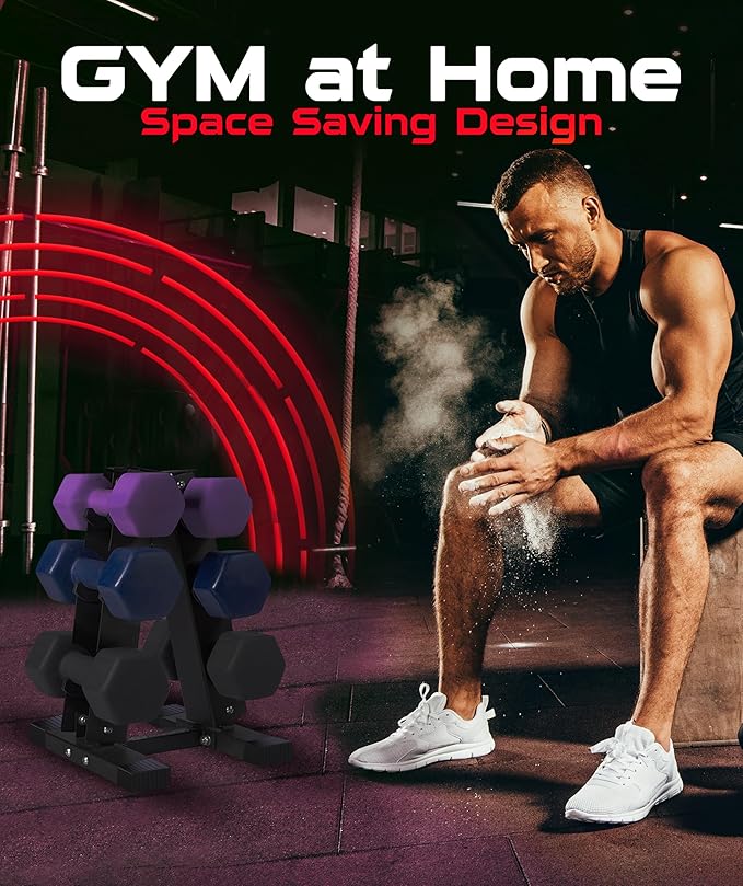 Neoprene Dumbbells Weight Storage Rack - 2.0 MM Thick Steel Weight Organizer - Ideal Choice for Home Gym - Easy to Assemble and Store