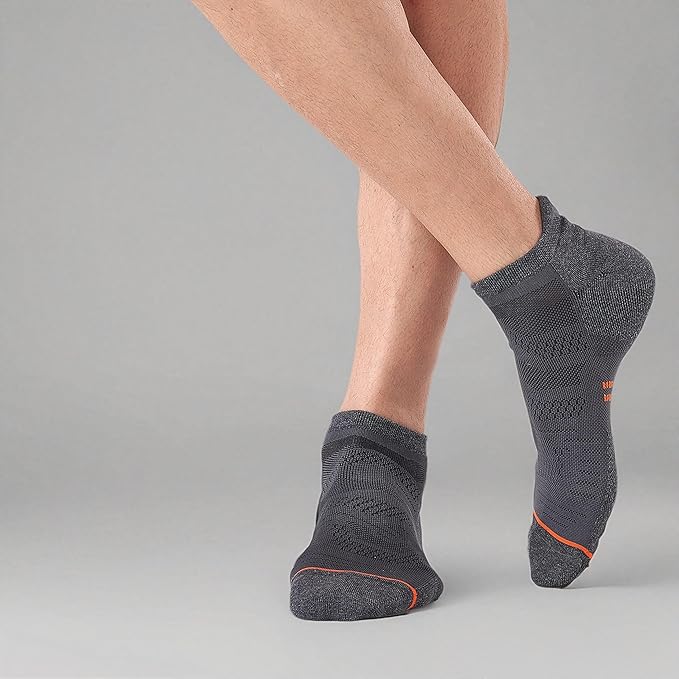 CS CELERSPORT 6 Pack Men's Running Ankle Socks with Cushion, Low Cut Athletic Sport Tab Socks