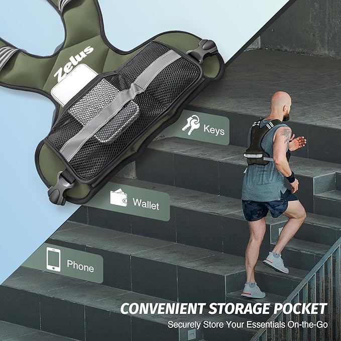 ZELUS Weighted Vest for Men and Women | 4-10lb/11-20lb/20-32lb Vest with 6 Ironsand Weights for Home Workouts | Adjustable Body Weight Vest Exercise Set for Cardio and Strength Training