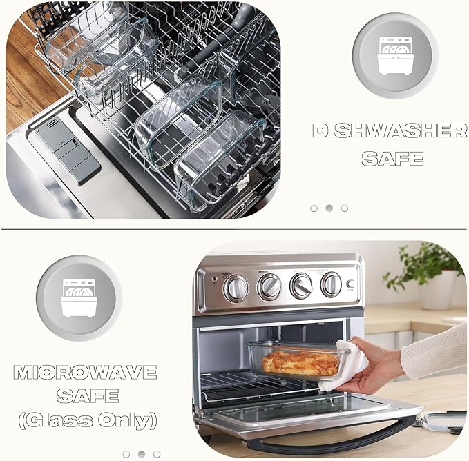 5 Pack 36 Oz Glass Meal Prep Containers with Lids, Reusable Glass Food Storage Containers with Lids, Leak Proof, Microwave, Oven, Freezer and Dishwasher Safe (White)