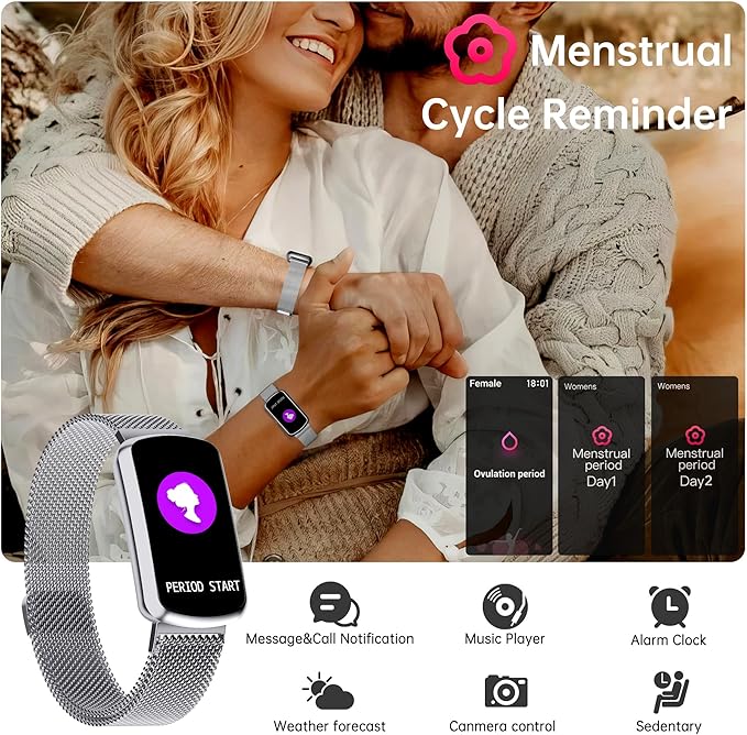 Health Fitness Tracker with 24/7 Heart Rate, Smart Watch with Blood Pressure and Blood Oxygen Monitor, Bulit-in 120+ Sport Mode, Sleep Tracking Waterproof Activity Tracker for Women Men (Silver)