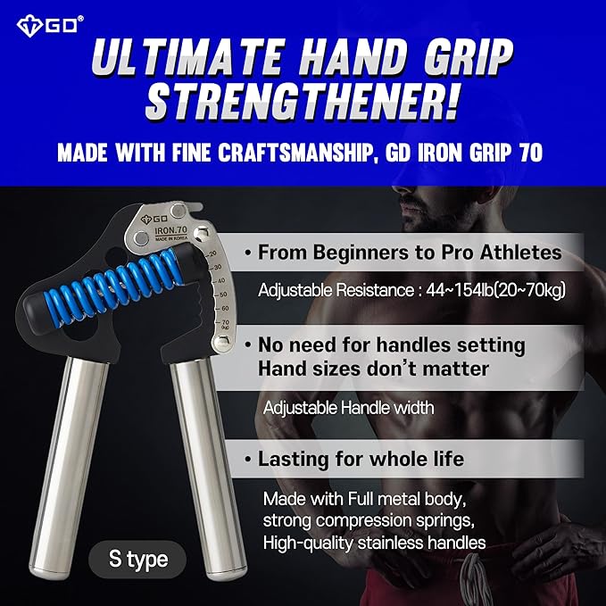 GD IRON GRIP 70 Hand Grip Strengthener (Adjustable hand grip) Wrist and Forearm Strength Trainer Hand Strengthner