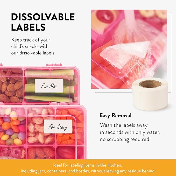 Snack Box Containers Set of 2-Reusable,100 Dissolvable Labels, 8 Adjustable Compartments, Dishwasher Safe, BPA-Free, Meal Prep Container, PARENT TESTED PARENT APPROVED AWARD (2 Pack) (Pink)