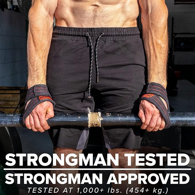 SERIOUS STEEL FITNESS Red Figure 8 Lifting Straps | Deadlift & Strongman Axle Straps - 3 Sizes