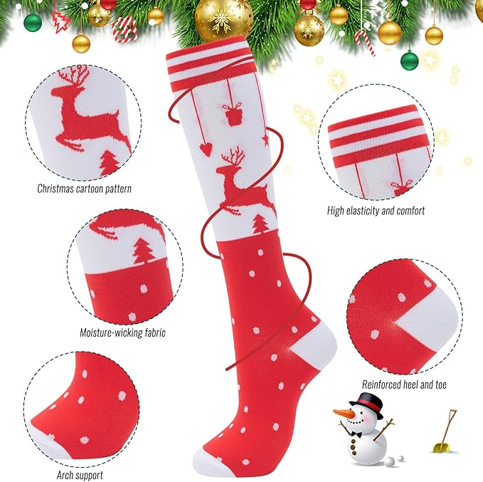 fenglaoda Compression Socks for Women Men Knee High 3 Pairs Support for Nurses, Travel, Circulation, Athletic, Pregnancy