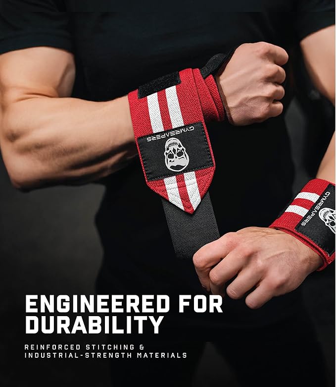 Gymreapers Weightlifting Wrist Wraps (IPF Approved) 18" Professional Quality Wrist Support with Heavy Duty Thumb Loop - Best Wrap for Powerlifting Competition, Strength Training, Bodybuilding