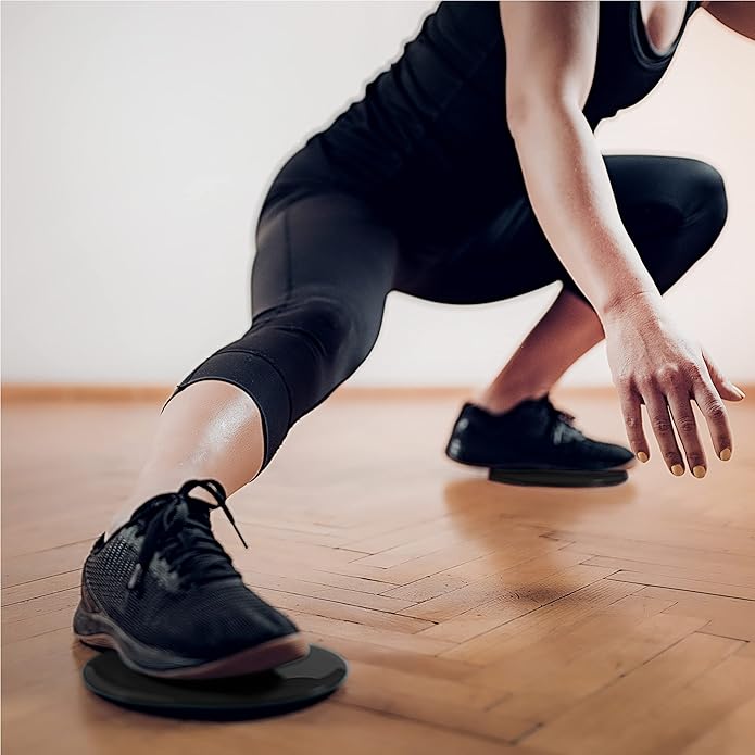 Core Sliders Black - Dual Sided Workout Gliding Discs for Core Exercise and Strengthening - Light and Portable Core Workout Equipment - Applicable for Most Floor Surfaces