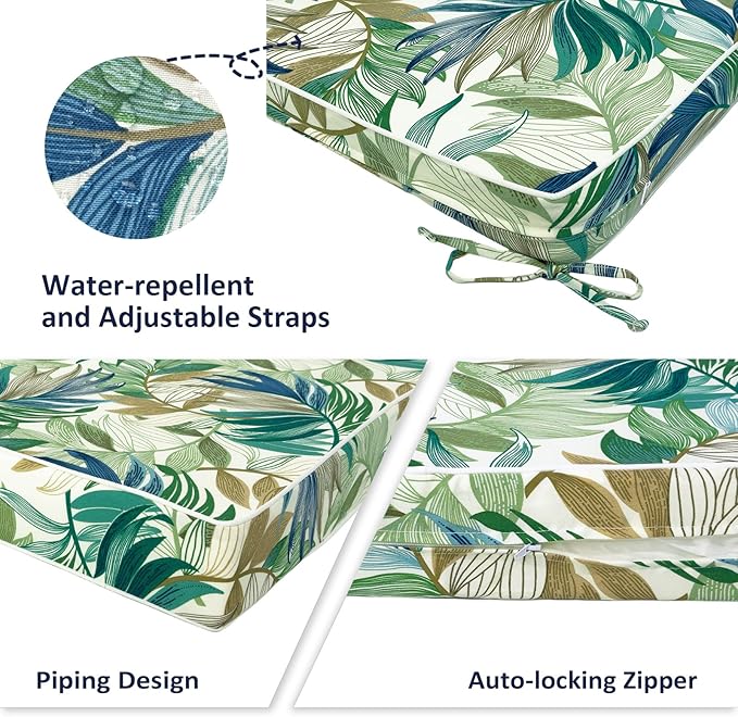 Outdoor Bench Cushion, Bench Furniture Cushion 48x18x3 Inch, Porch Swing Cushions for Home Garden Loveseat Couch Sofa Glider, Lush Leaf Green