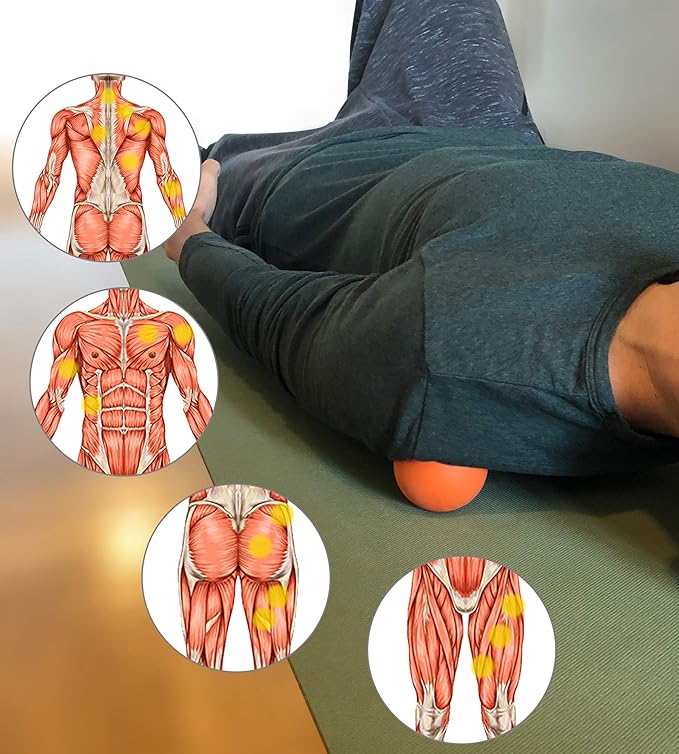 Massage Ball Set - Spiky & Lacrosse Ball - Massage Ball Therapy for Plantar Fasciitis & Pain Relief - Deep Tissue Trigger Point Myofascial Release Ball for Back, Foot, Shoulder & Neck Pain