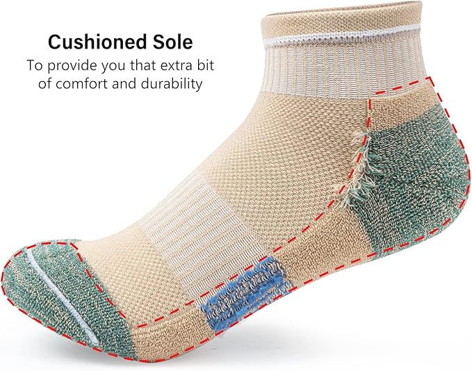 Gonii Ankle Socks Womens Athletic Thick Cushioned Running Hiking Low Cut 5-Pairs