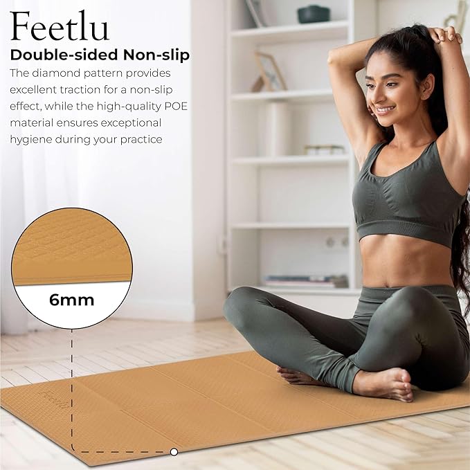 Foldable Yoga Mat, 6mm Thick, Lightweight, Anti-Slip, and Easy to Store – Perfect for Travel, Yoga, Pilates, Home Workouts, and Floor Exercises