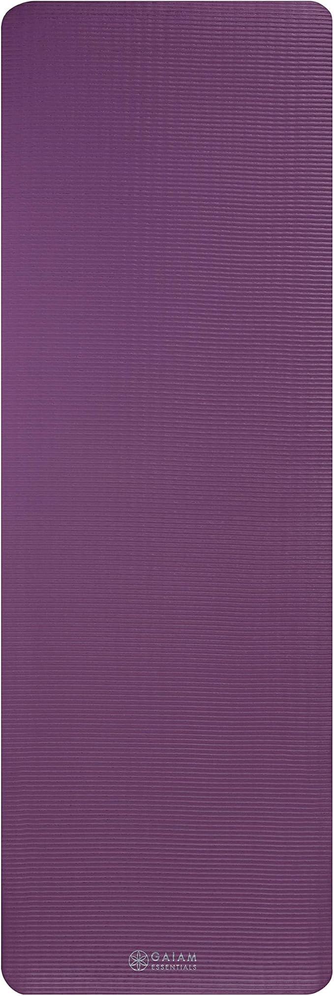 Gaiam Essentials Thick and Thin Yoga Mat Fitness & Exercise Mat with Easy-Cinch Carrier Strap