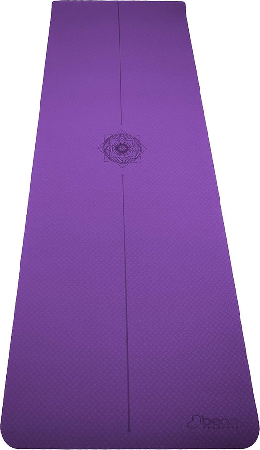 Bean Products SuperLite TPE Yoga Mat | Centering Mandala Design | Extra-long | Non-skid, Slip Resistant | Earth-friendly exercise gym mat | (6mm thick x 24” wide x 72” long)