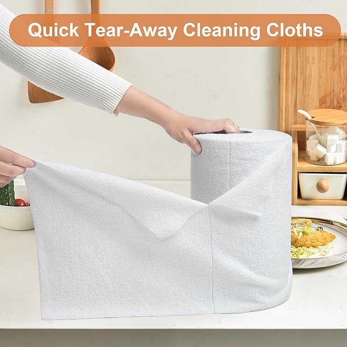 LIVOS Microfiber Cleaning Cloth Roll - 80 Pack, Reusable Paper Towels, White Tear Away, Microfiber Towels for Car, Super Absorbent Lint Free Cleaning Rags for House, Kitchen,Window- 11.5"x11.5"