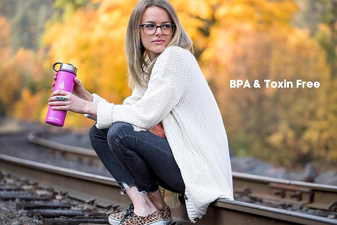 HYDRO CELL Stainless Steel Insulated Water Bottle with Straw - For Cold & Hot Drinks - Metal Vacuum Flask with Screw Cap and Modern Leakproof Sport Thermos for Adults (Fuchsia 24oz)