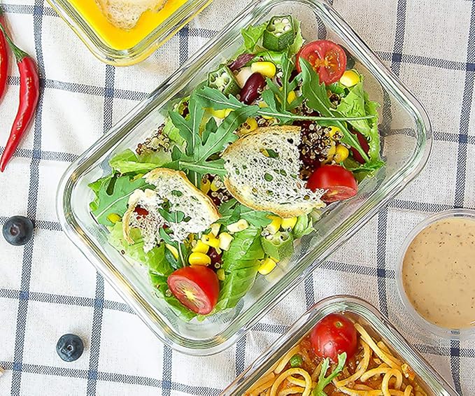 [8-Pack,30 oz]Glass Meal Prep Containers,MCIRCO Glass Food Storage Containers,Airtight Glass lunch Containers with Lids - BPA-Free Microwave, Oven, Freezer and Dishwasher, White