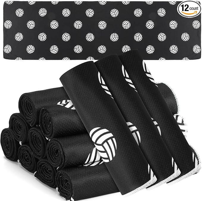 12 Pcs Cooling Towel 40 x 12 Inch Basketball Baseball Football Volleyball Soccer Softball Microfiber Fast Drying Towel for Gift Women Men