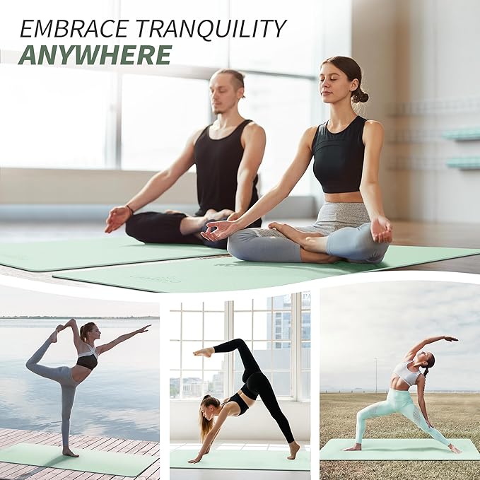 CAMBIVO Yoga Mat for Women Men Kids, 1/3 & 1/4 & 2/5 Inch Extra Thick Yoga Mat Non Slip, 72" x 24" TPE Yoga Mats, Workout Mat with Carrying Strap for Yoga, Pilates and Floor Exercises