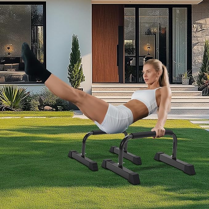 Push Up Bars: Sweat-resistant Parallettes Bar for Handstands L-sit & Dip, No Wobbling Strength Training Pushup Stands for Women Men Workout Core Exercise at Home Floor Gym