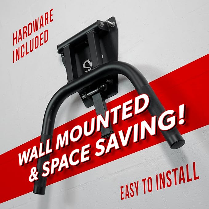 Valor Fitness Wall Mount Dip Station – Heavy-Duty Foldable Triceps Dip Bars with Padded Handles for Home Gym Strength Training Workouts – Supports Up to 400 lbs