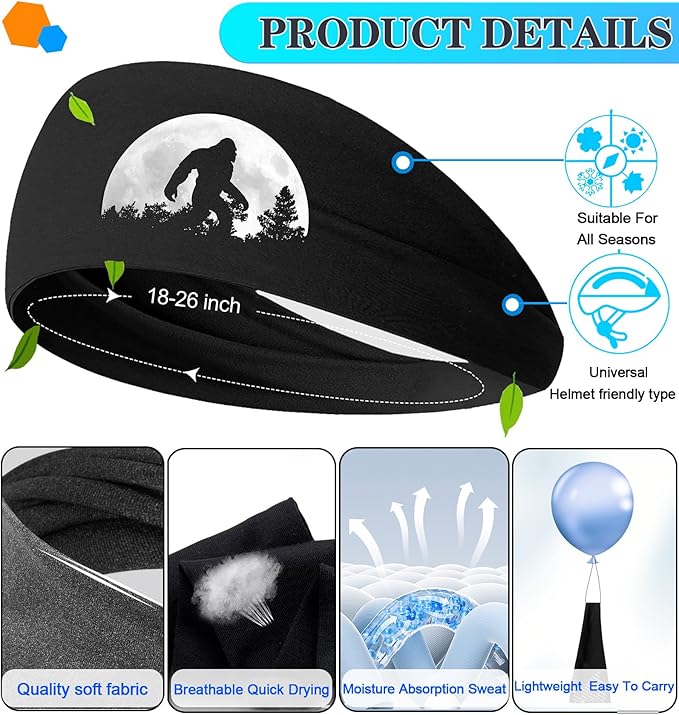 Headbands for Men Women Sweat Bands Headbands Men Sweatbands for Mens Women 3 Pack Cooling Head Bands Mens Elastic Headband Hairband for Running Yoga Gym Athletic Gifts