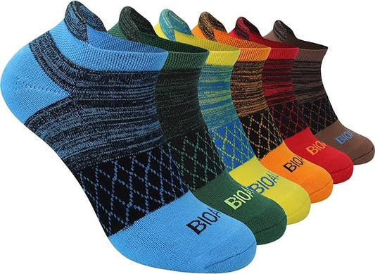 BIOAUM Cushioned Men's Ankle Socks, 6 Pairs Cotton Athletic Sport Breathable Low Cut Socks for Running Size 8-9.5/10-13/12-14