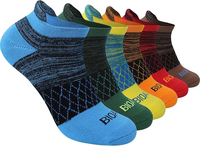 BIOAUM Cushioned Men's Ankle Socks, 6 Pairs Cotton Athletic Sport Breathable Low Cut Socks for Running Size 8-9.5/10-13/12-14