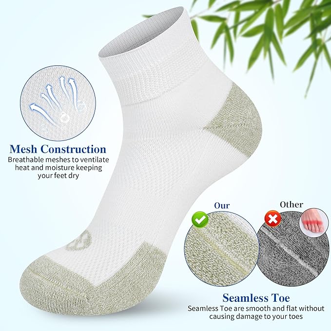 Diabetic Socks for Men,6 Pairs Ankle Mens Diabetic Socks,Diabetic Neuropathy Socks for Men 9-12