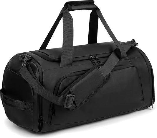 Gym Bags for Men and Women Sport Duffle Bag for Travel Carry on Duffel Bag with Shoe Compartment Dry and Wet Separation 35L Black（Upgrades）