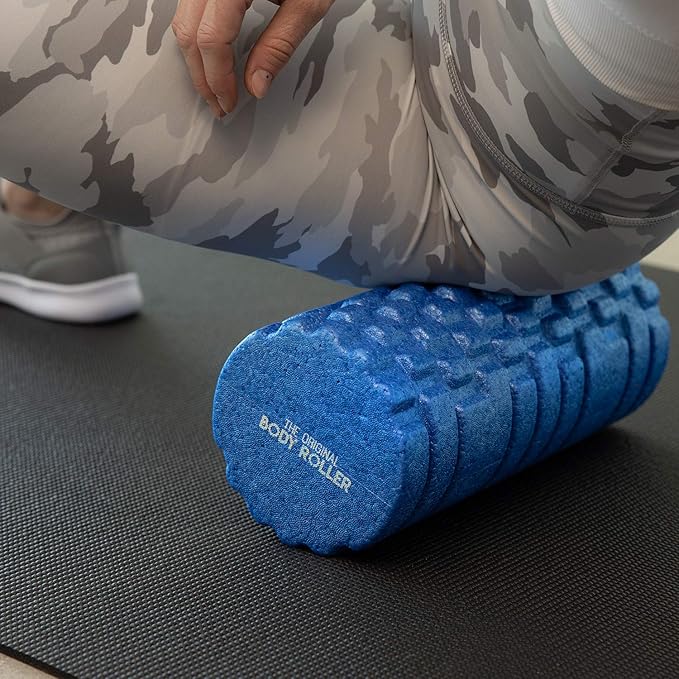 High Density Foam Roller Massager for Deep Tissue Massage of The Back and Leg Muscles - Self Myofascial Release of Painful Trigger Point Muscle Adhesions - 13" Blue