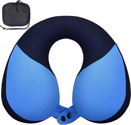COOLBEBE Kids Travel Neck Pillow, Softly Double Support Travel Pillow for Car & Airplane, Traveling Gifts for Toddler & Children (1, Haze Blue)